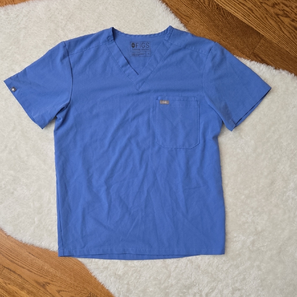 FIGS Blue Short Sleeve Scrub Top, Womens Medium